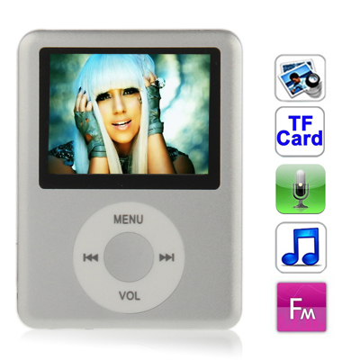 1.8 inch TFT Screen MP4 Player with TF Card Slot, Support Recorder, FM Radio, E-Book and Calendar (Silver) - Click Image to Close